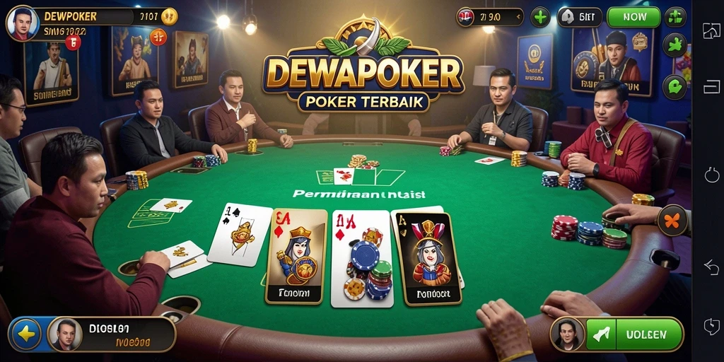Tampilan gameplay DEWAPOKER yang menegangkan dan seru.