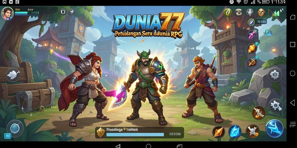 Tampilan gameplay menarik DUNIA77 dengan karakter dan dunia RPG yang kaya.
