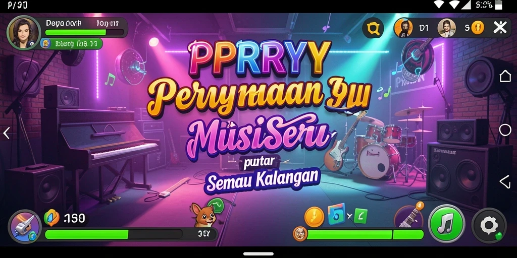 Tampilan gameplay PPRRYY dengan alat musik interaktif.