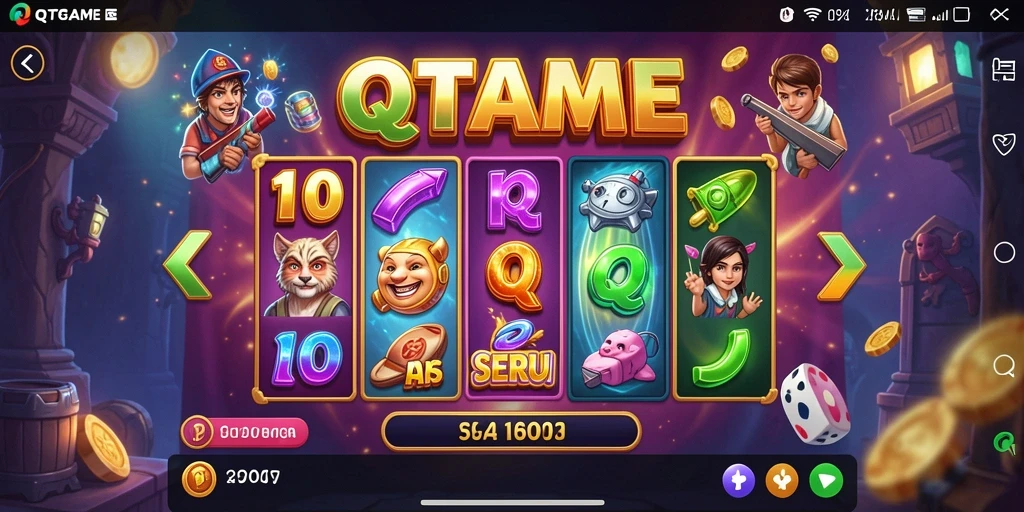 Tampilan gameplay QTGAME yang seru dan penuh warna.