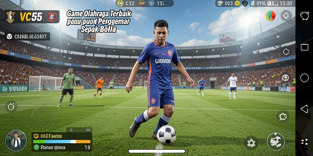 Tampilan gameplay luar biasa dari <strong>VC55</strong> yang menampilkan pertandingan sepak bola yang seru.